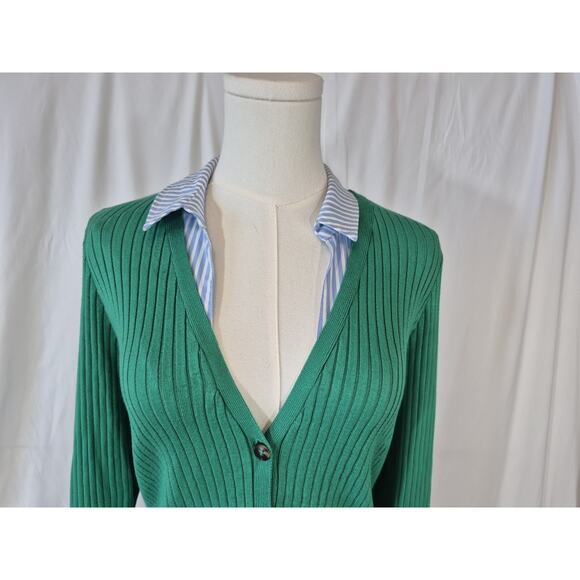 Anthropologie Maeve Green Layered Ribbed Cardigan Sweater XS - Picture 6 of 10